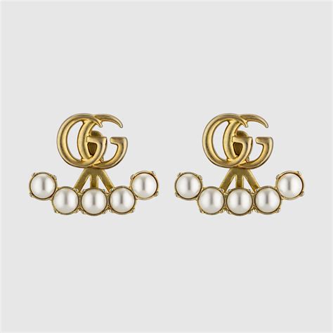 gucci pearl double g earrings.